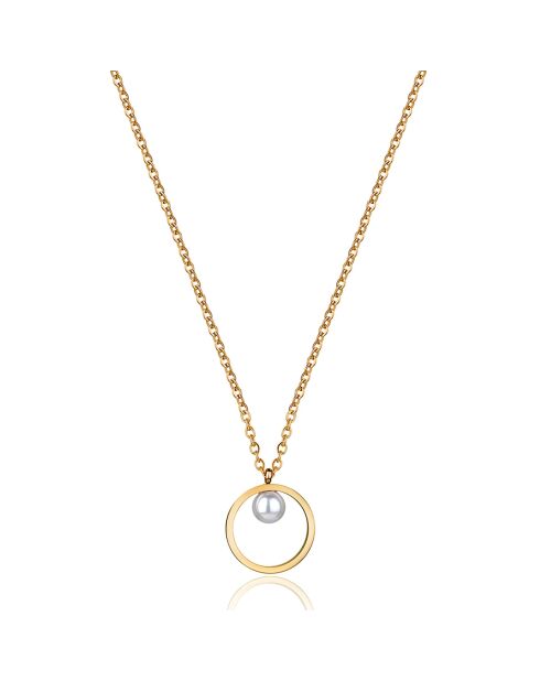 Collier Léa en Acier doré & Perle