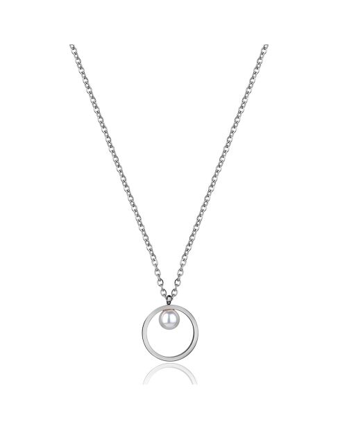 Collier Léa en Acier argenté & Perle