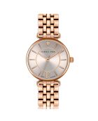 Set Montre Femme 2 Bracelets Sophia en Acier, Cuir & Diamant rose doré/marron