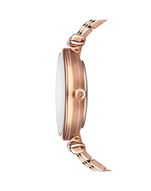 Set Montre Femme 2 Bracelets Sophia en Acier, Cuir & Diamant rose doré/marron