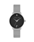 Set Montre Femme 2 Bracelets Infinity en Acier & Diamant argenté/noir