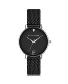 Set Montre Femme 2 Bracelets Infinity en Acier & Diamant argenté/noir