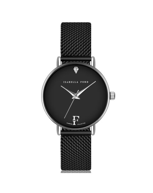 Set Montre Femme 2 Bracelets Infinity en Acier & Diamant argenté/noir