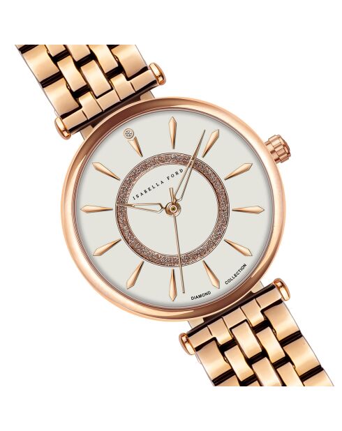 Montre Zoé en Acier & Diamant rose doré
