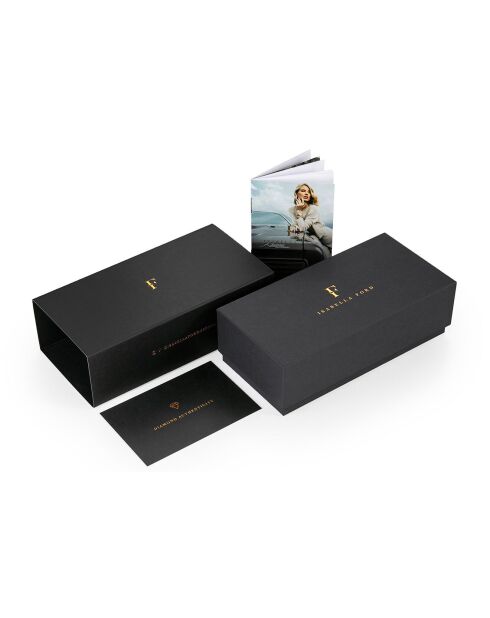 Montre Florence en Cuir & Diamants noire