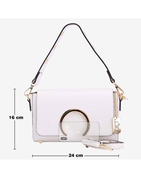 Giada weiße Schultertasche aus Leder - 24x16x8cm