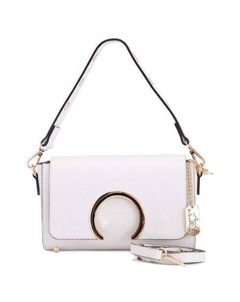 Giada weiße Schultertasche aus Leder - 24x16x8cm