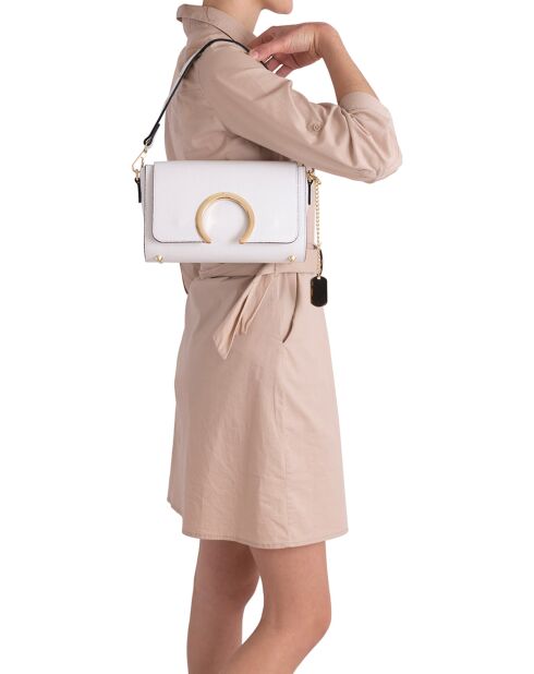 Giada weiße Schultertasche aus Leder - 24x16x8cm