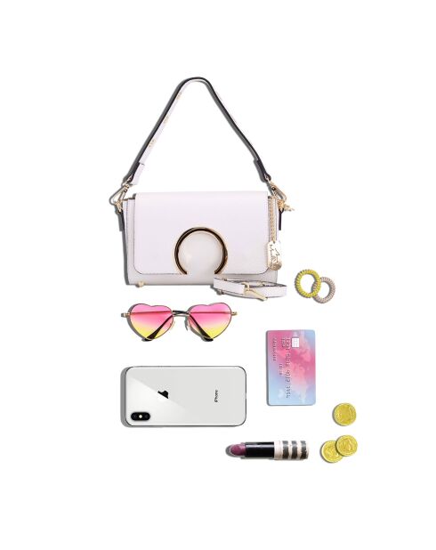 Giada witte leren schoudertas - 24x16x8cm