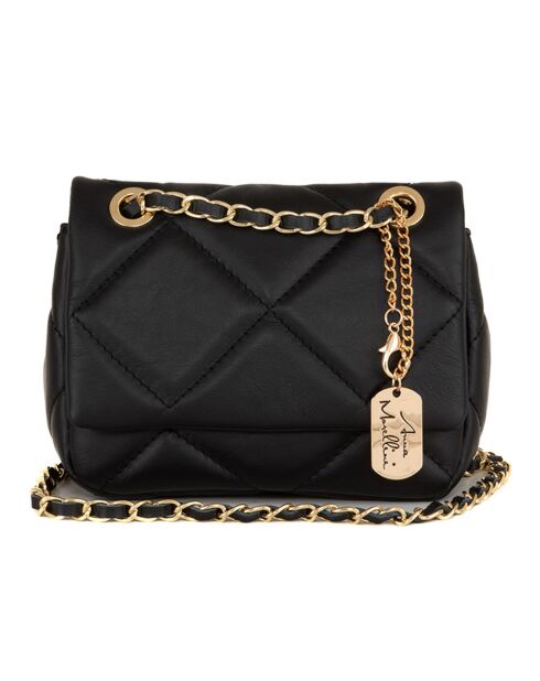 Zwarte Allegra leren schoudertas - 23x17x9cm