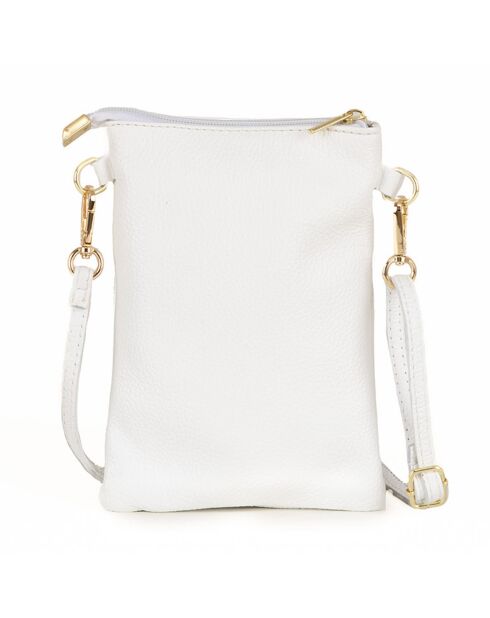 Sac bandoulière en Cuir Erica blanc - 14x21x1cm