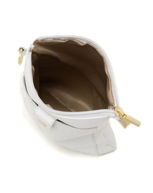 Sac bandoulière en Cuir Erica blanc - 14x21x1cm