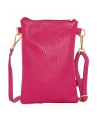 Erica fushia leren schoudertas - 14x21x1cm