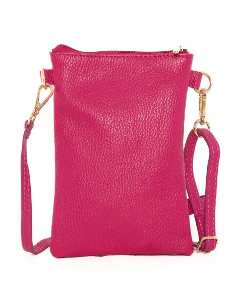 Erica fushia leren schoudertas - 14x21x1cm