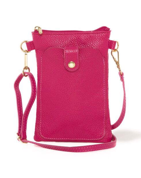 Erica fushia leren schoudertas - 14x21x1cm