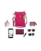 Erica fushia leren schoudertas - 14x21x1cm