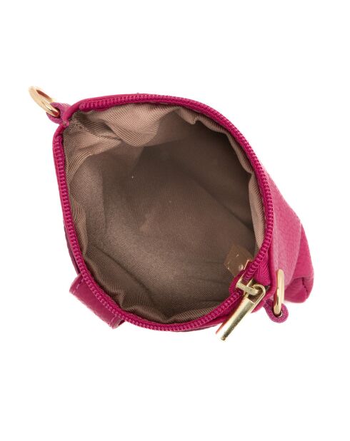 Erica fushia leren schoudertas - 14x21x1cm