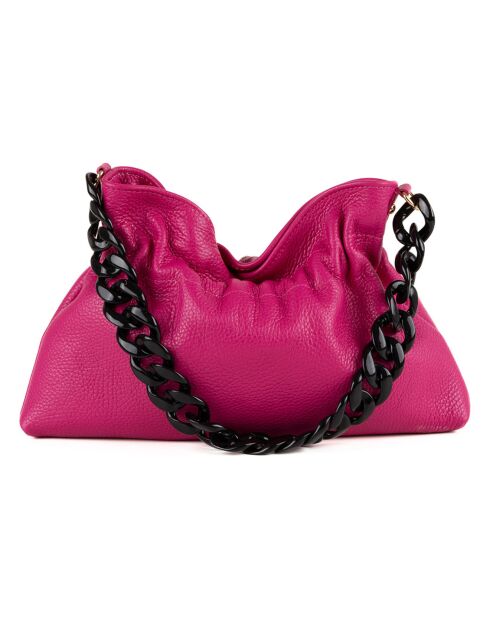 Fabrizia fushia leren schoudertas - 33x21x4cm