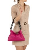 Fabrizia fushia leren schoudertas - 33x21x4cm