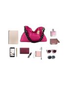 Fabrizia fushia leren schoudertas - 33x21x4cm