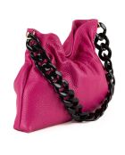 Fabrizia fushia leren schoudertas - 33x21x4cm