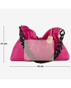 Fabrizia fushia leren schoudertas - 33x21x4cm