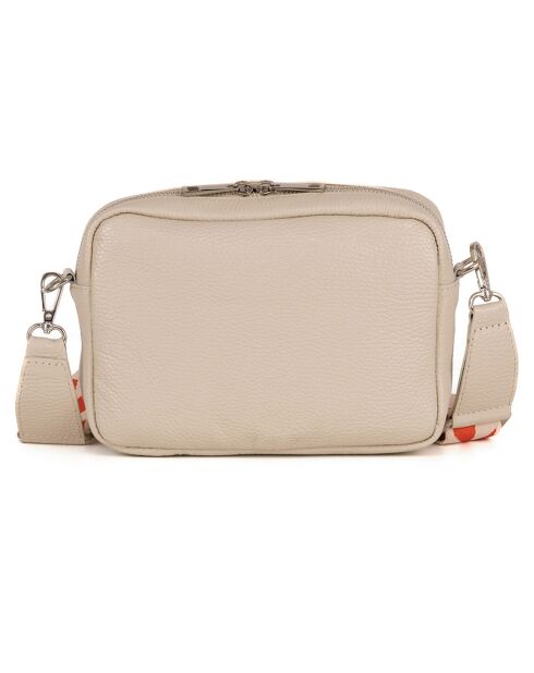 Schultertasche Erminia aus beigefarbenem Leder - 22x17x9cm