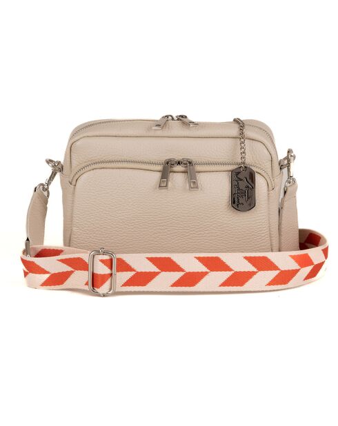 Schultertasche Erminia aus beigefarbenem Leder - 22x17x9cm