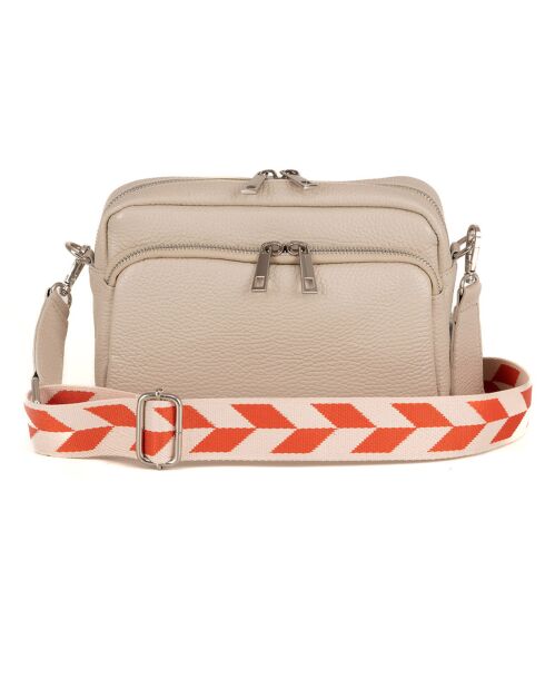 Schultertasche Erminia aus beigefarbenem Leder - 22x17x9cm