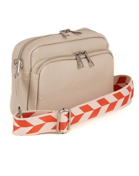 Schultertasche Erminia aus beigefarbenem Leder - 22x17x9cm