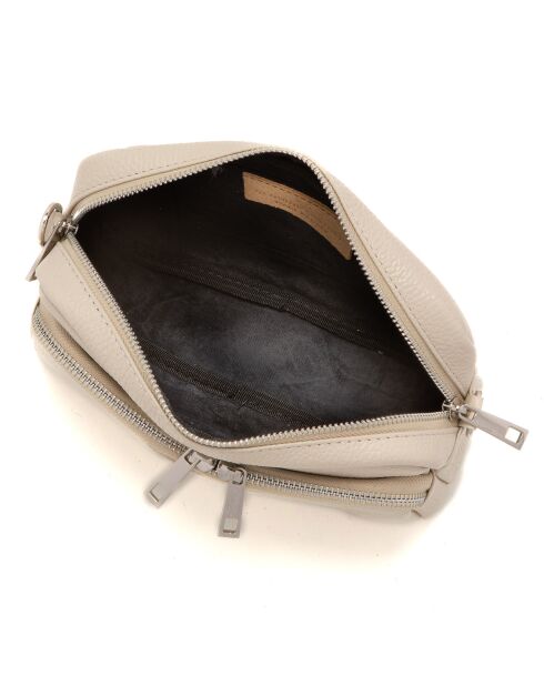 Schultertasche Erminia aus beigefarbenem Leder - 22x17x9cm