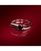 Anillo René de oro blanco con diamantes de 0,07 quilates y zafiro de 0,50 quilates