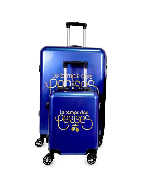 2 Valises 4 roues doubles Yna 55/65 cm bleues