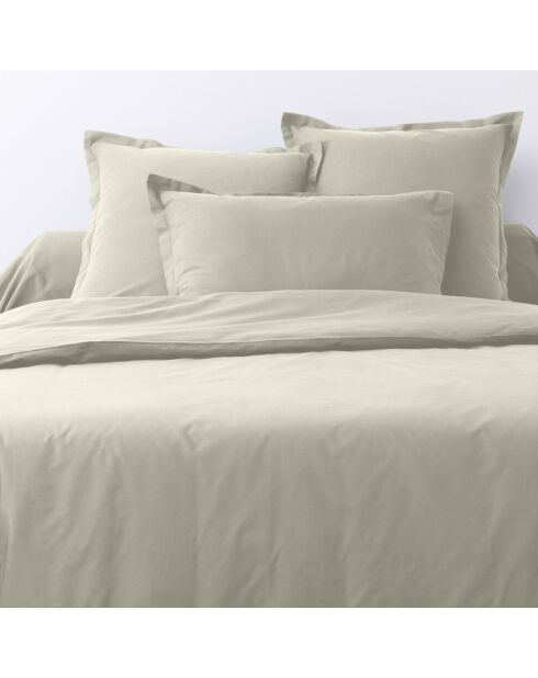 2 Taies d'oreiller en coton unies grège