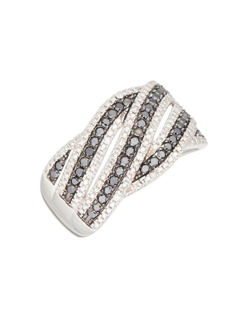 Bague Aurora Diamants 0.07 ct & Diamants noirs 0.41 ct or blanc