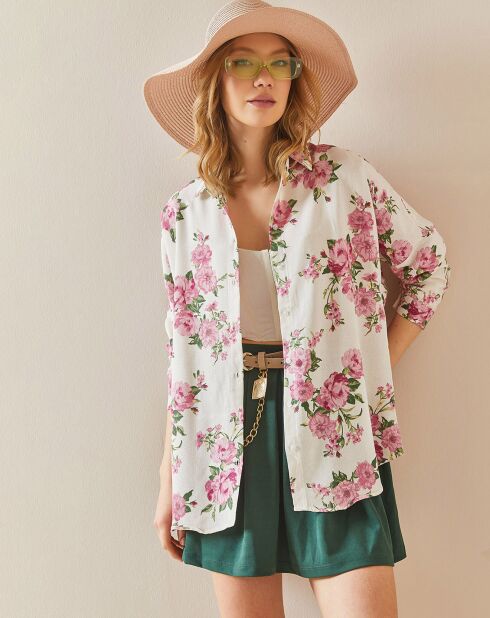 Chemise en Lin mélangé Clarence fuschia