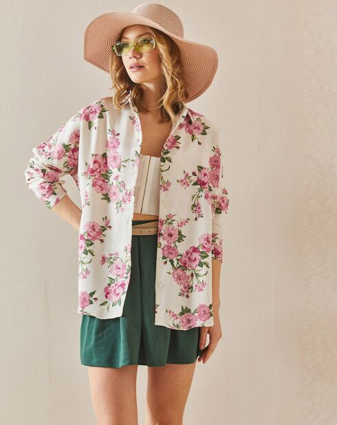 Chemise en Lin mélangé Clarence fuschia