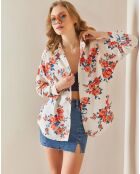 Chemise en Lin mélangé Clarence blanc fleuris