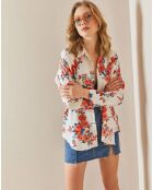 Chemise en Lin mélangé Clarence blanc fleuris