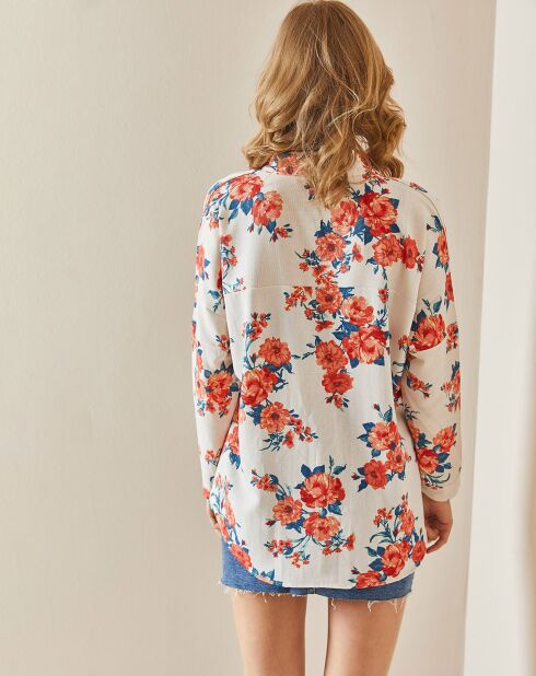 Chemise en Lin mélangé Clarence blanc fleuris