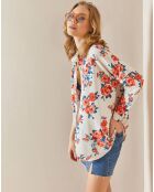 Chemise en Lin mélangé Clarence blanc fleuris