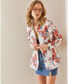 Chemise en Lin mélangé Clarence blanc fleuris
