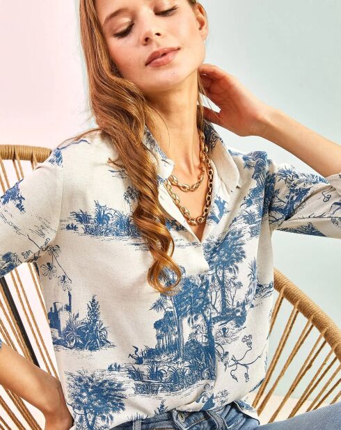 Chemise en Lin mélangé Anais bleue