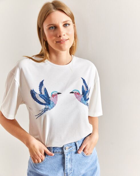 T-Shirt Vaiana bleu/blanc