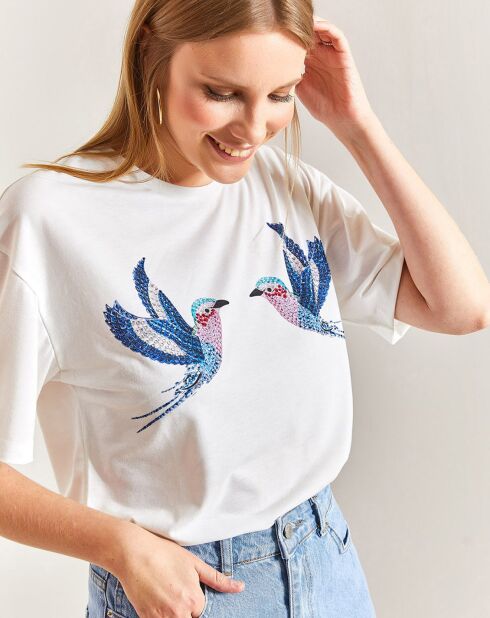 T-Shirt Vaiana bleu/blanc