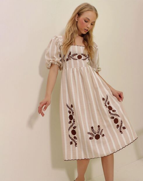 Robe Giada beige/blanche