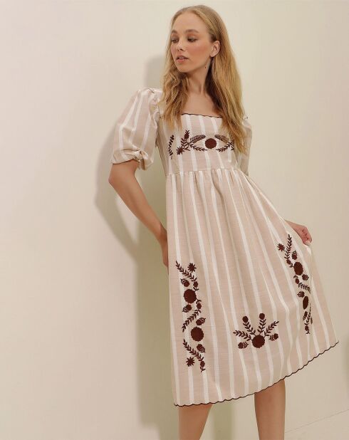 Robe Giada beige/blanche