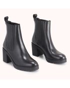 Chelsea boots en Cuir Bena noirs - Talon 7 cm