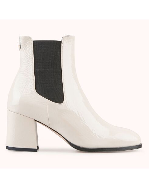 Chelsea Boots en Cuir verni Lanae crème - Talon 6 cm