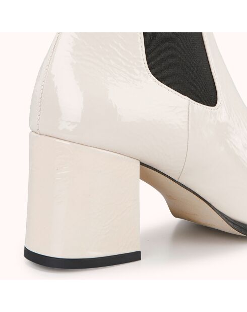 Chelsea Boots en Cuir verni Lanae crème - Talon 6 cm